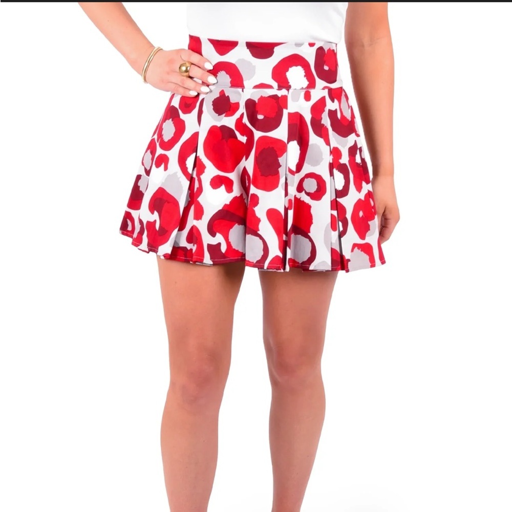 Emily McCarthy Party Short Burgundy Collegiate Cheetah print Mini Red Sz S NEW